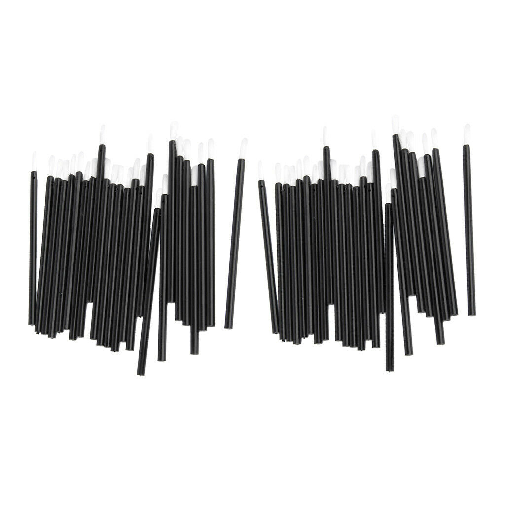 50 Packs Black Cosmetic Lipstick Applicators Brushes Wands w/ Plastic Handle