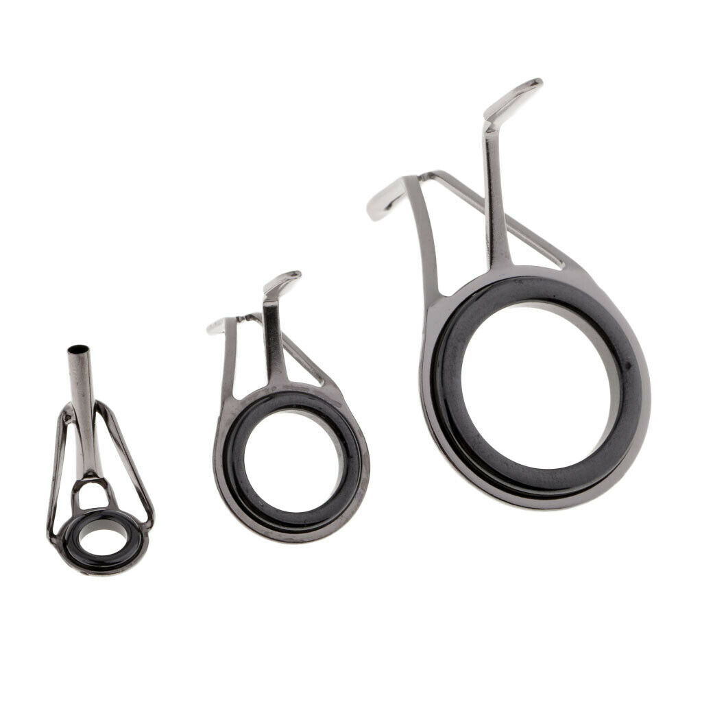 7pcs Ceramic Ring Eyes Fishing Rod Guide Stainless Steel Frame Rod Line Ring
