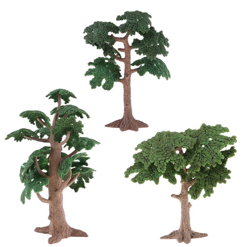3Pcs Plastic Cypress Tree Railways Park Architecture Sand Table Layout Decor