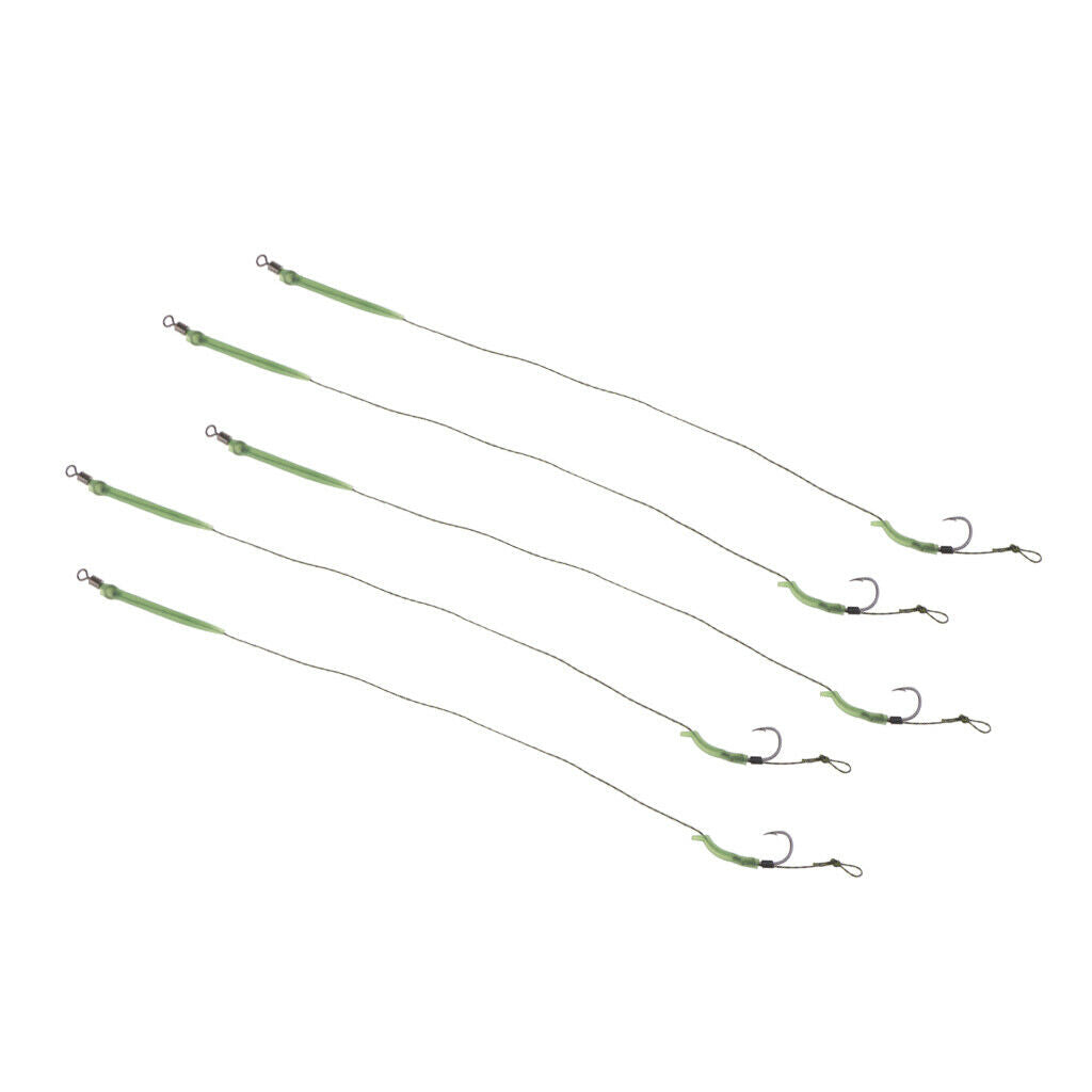 5Pieces Carp Fishing Hook Link Braided Line Hair Rigs Terminal Tackle  8#