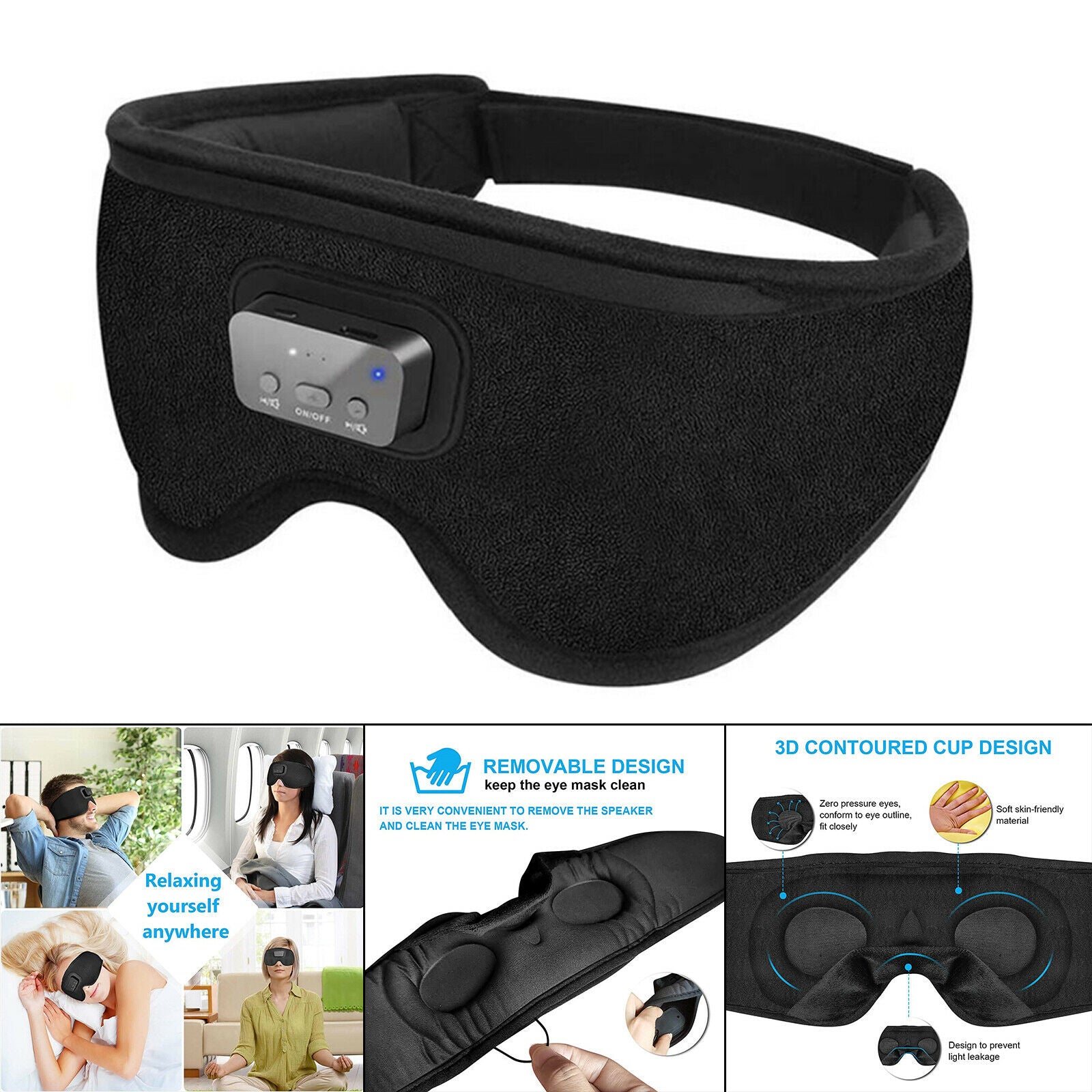 Sleep Headphones Timed Shutdown Washable Handsfree for Napping Kids Adults