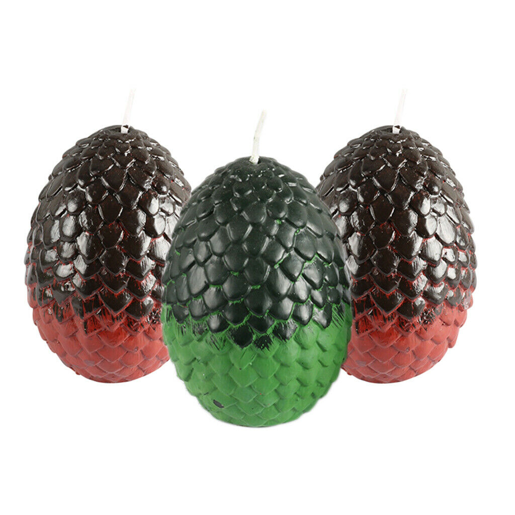 3Pcs Smokeless Egg Shaped Candles with Cotton Wicks Home Table Decors for Easter
