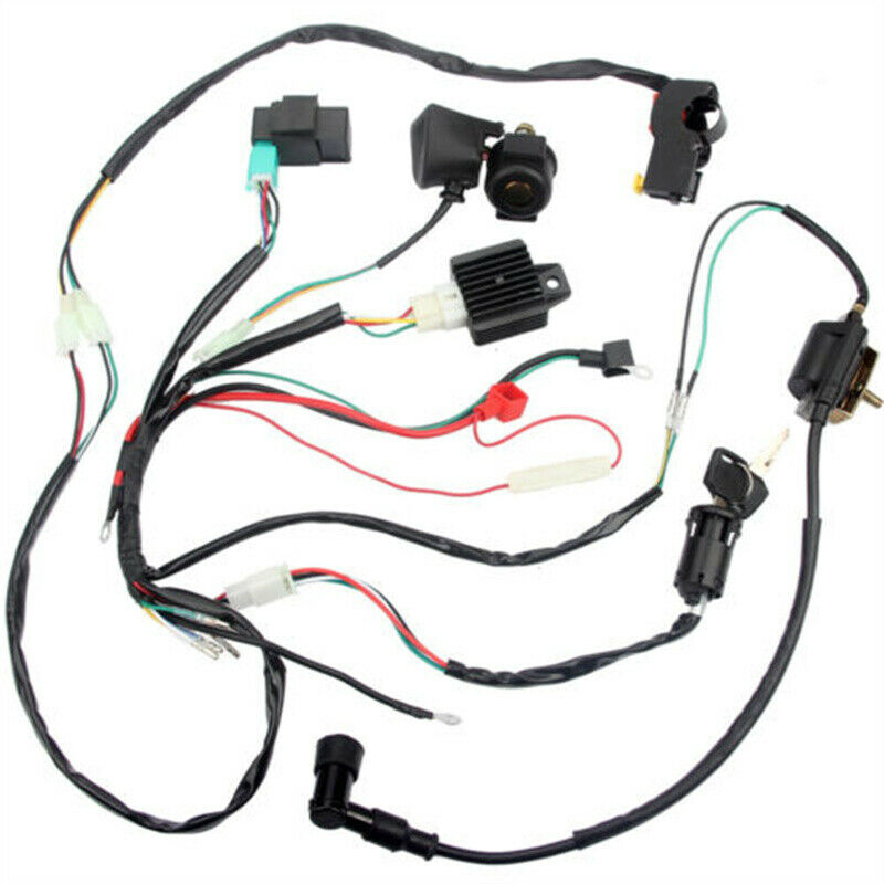 Wiring Harness Wire Loom CDI Ignition Kit For ATV QUAD 50-110cc Scooter Go Kart