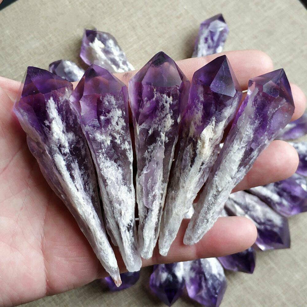 1xBig Natural Amethyst Cluster Quartz Crystal Point Wand Specimen Reiki Healing