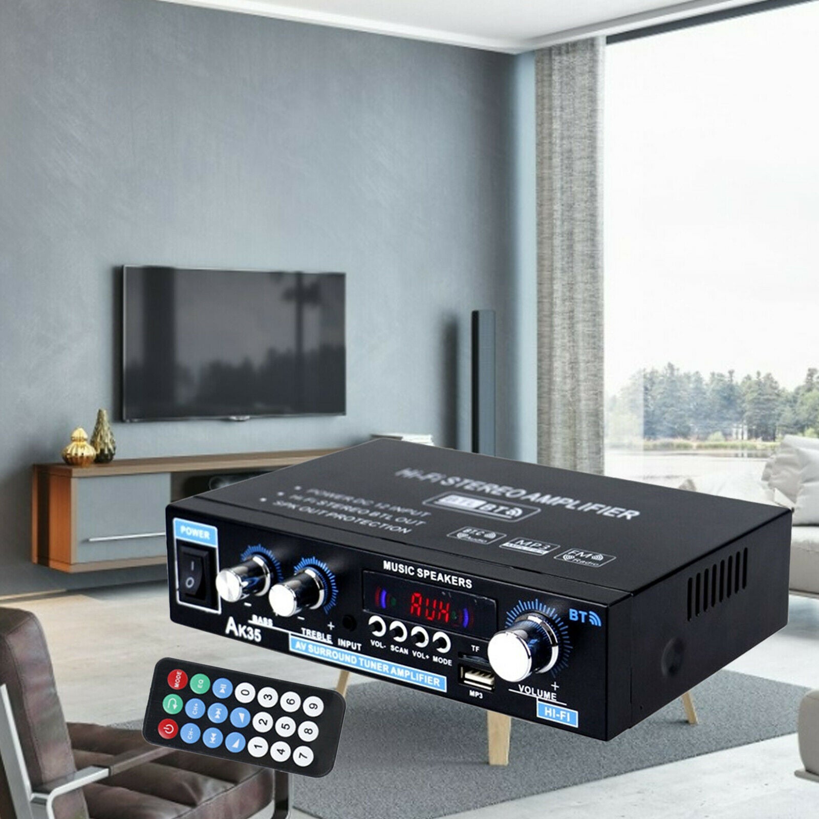 Professional Mini 90W + 90W Audio Power Amplifier Receiver for Car CD DVD US