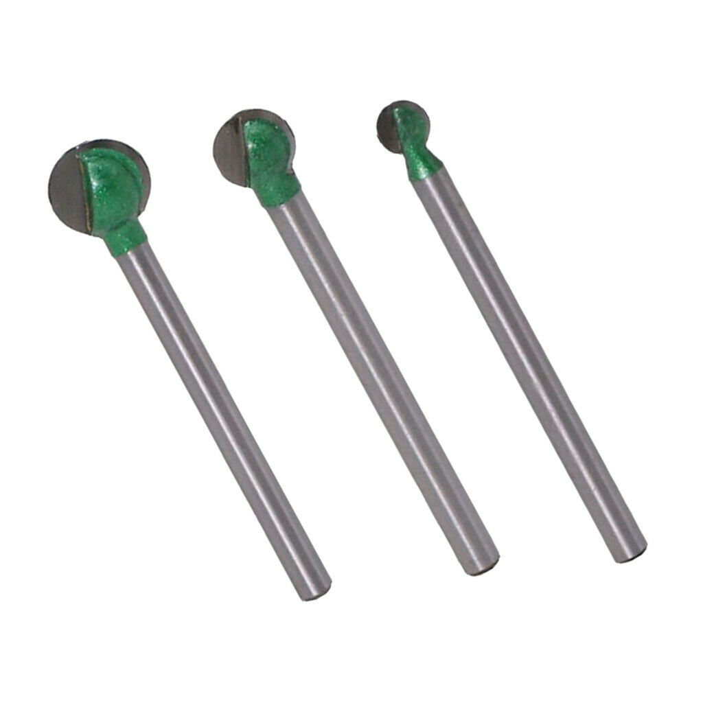 Set of 3 Woodworking Ball Cutter Router Bits  Carving - 3mm Shank