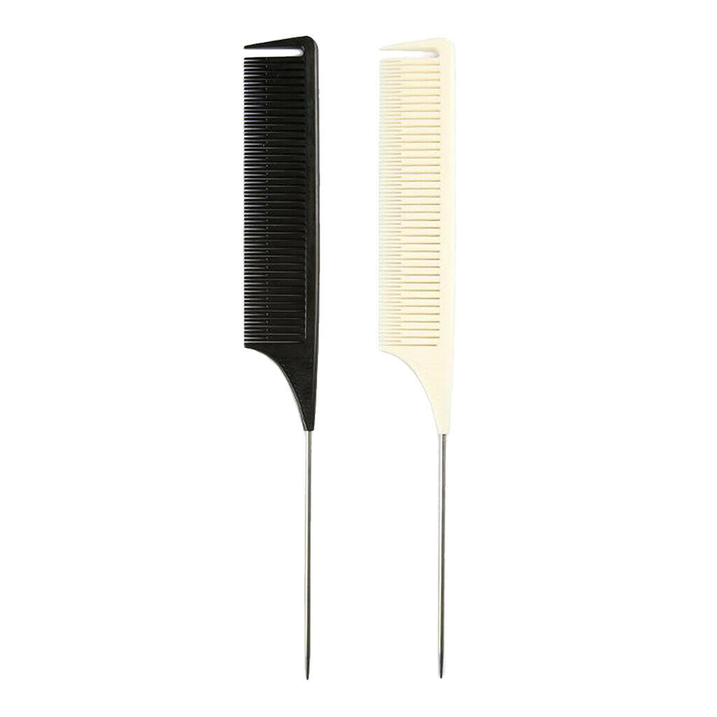 2x ABS Fine Weave Highlighting Foiling Hair Comb Barber Combs Brush Tool