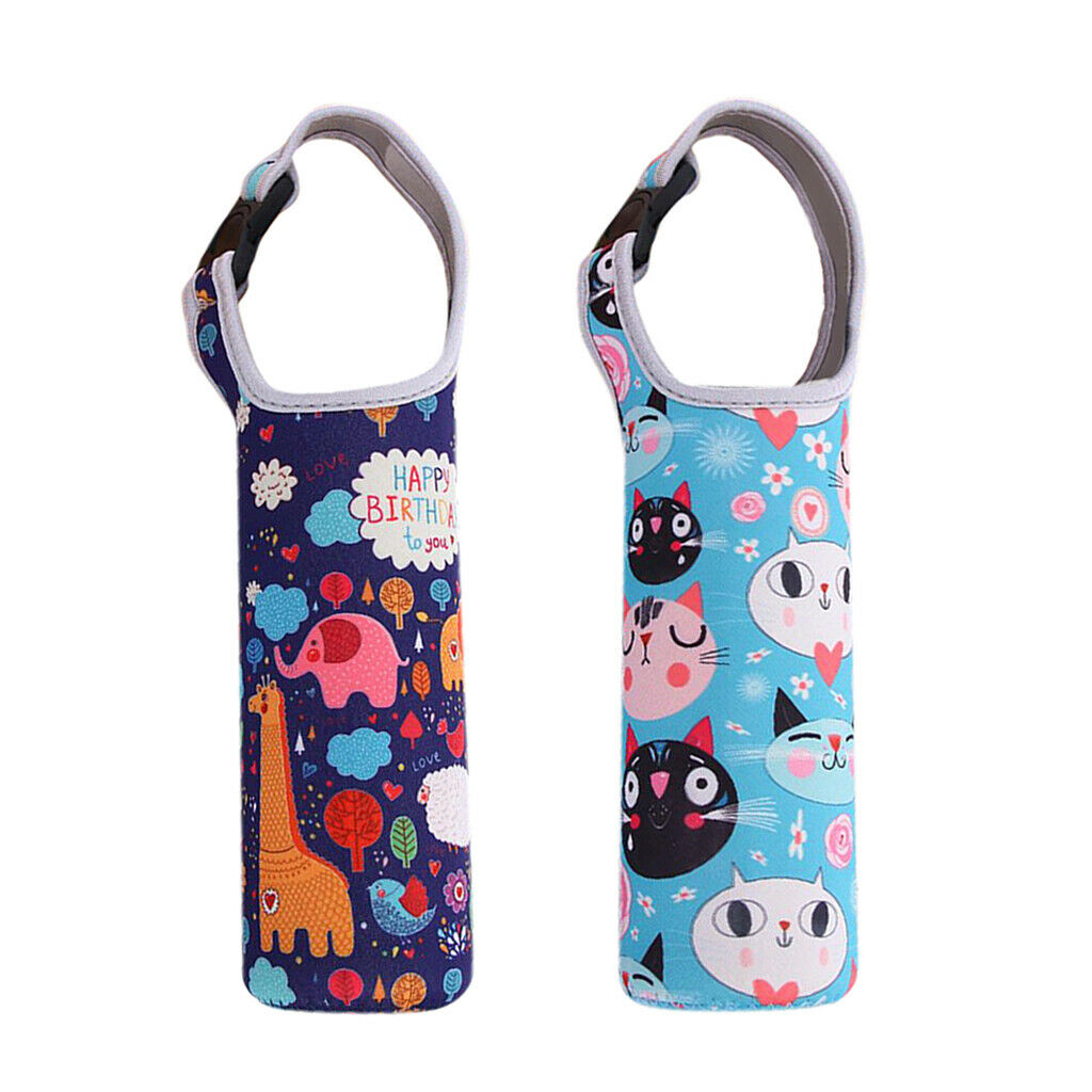 2 Pieces Neoprene Multicolor Vacuum Flask Insulated Cup Bag Holder Carrier