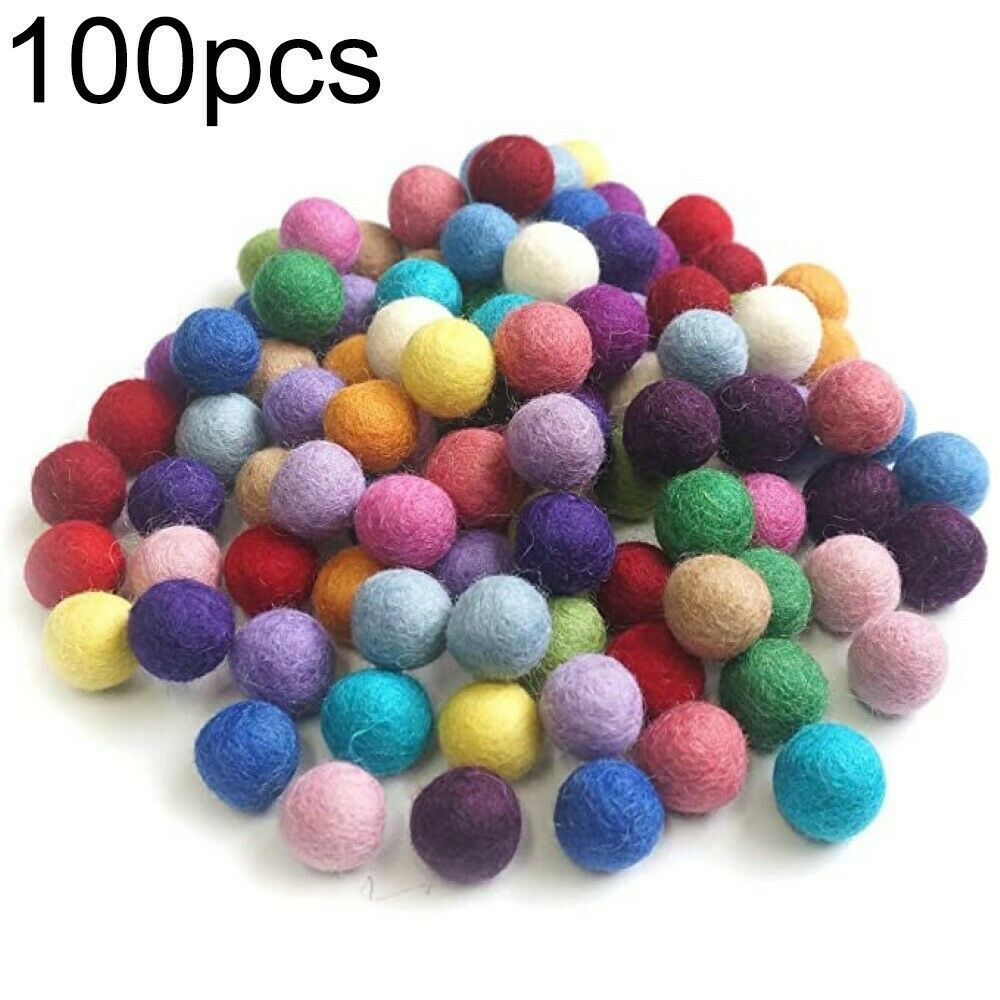 100 PCS Felt Balls Wool Hand-made Felt Beads for Crafts Room Party Wedding Decor