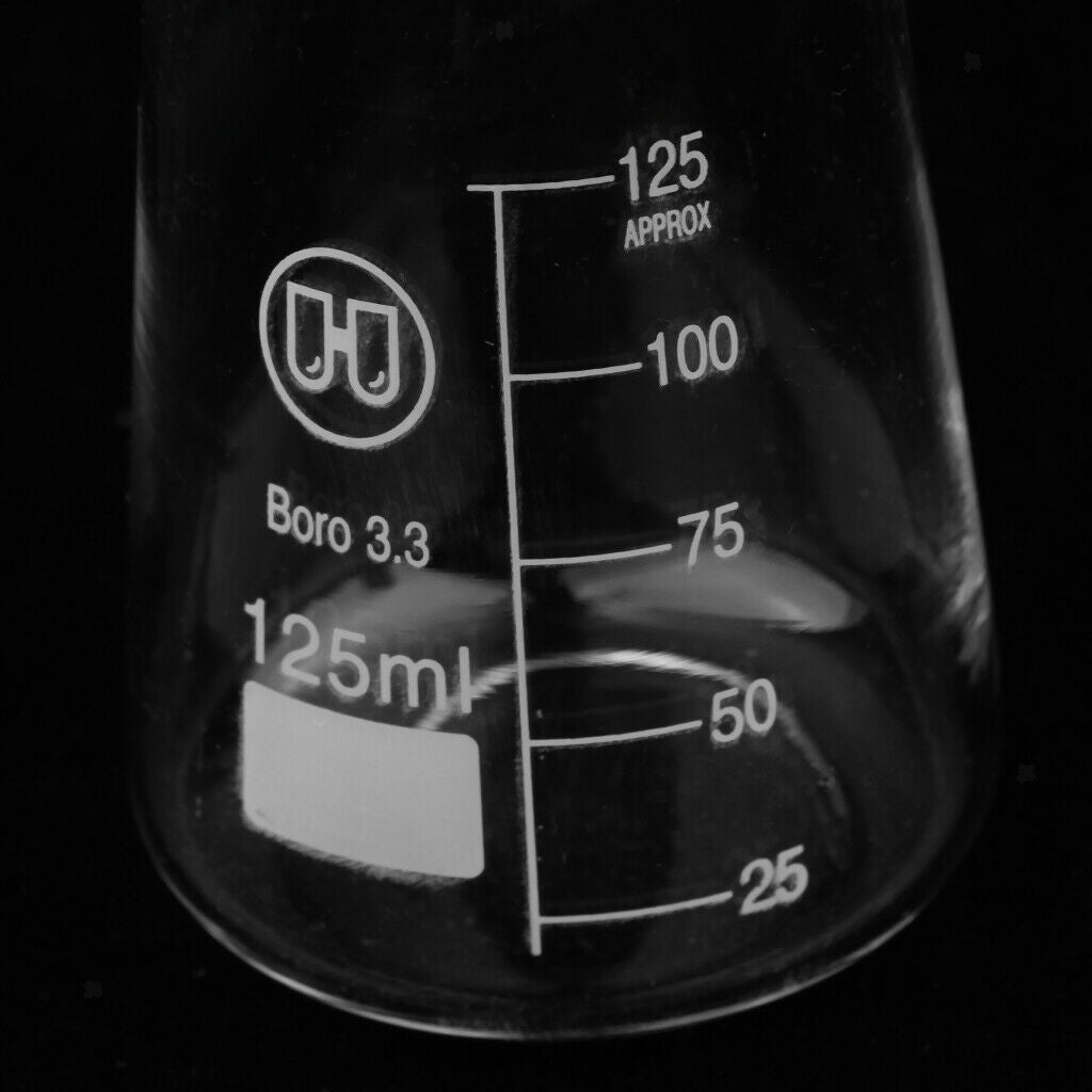 125ml Borosilicate Conical Flask Glass Stopper Lab Glassware