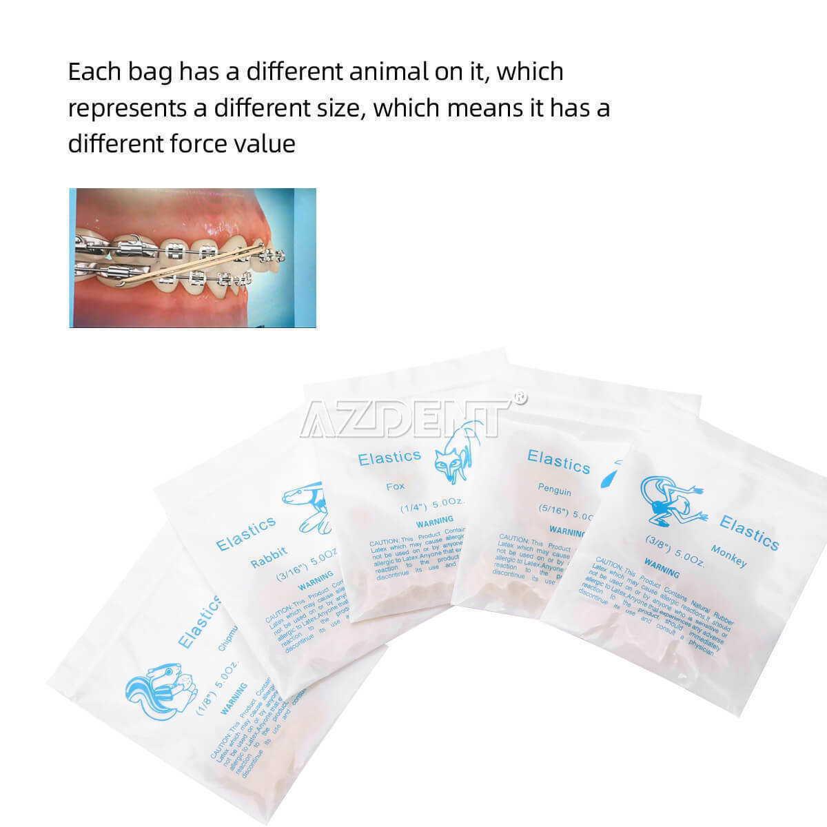 5000pcs/box Dental Ortho Zoo Pack Elastics Latex Rubber 6.5 OZ 3/16 Rabbit