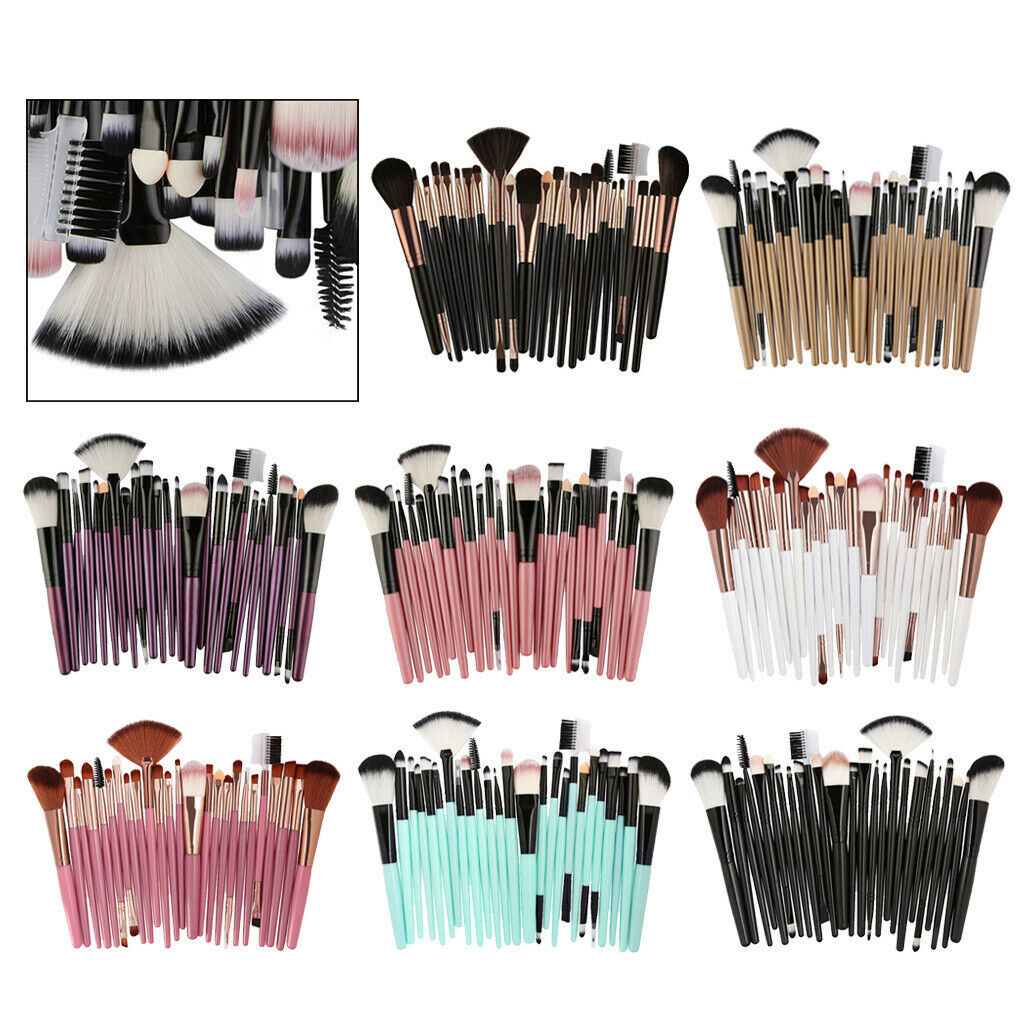 25 Pieces Soft Makeup Cosmetics Brushes Set Stippling Blending Mascara Brush