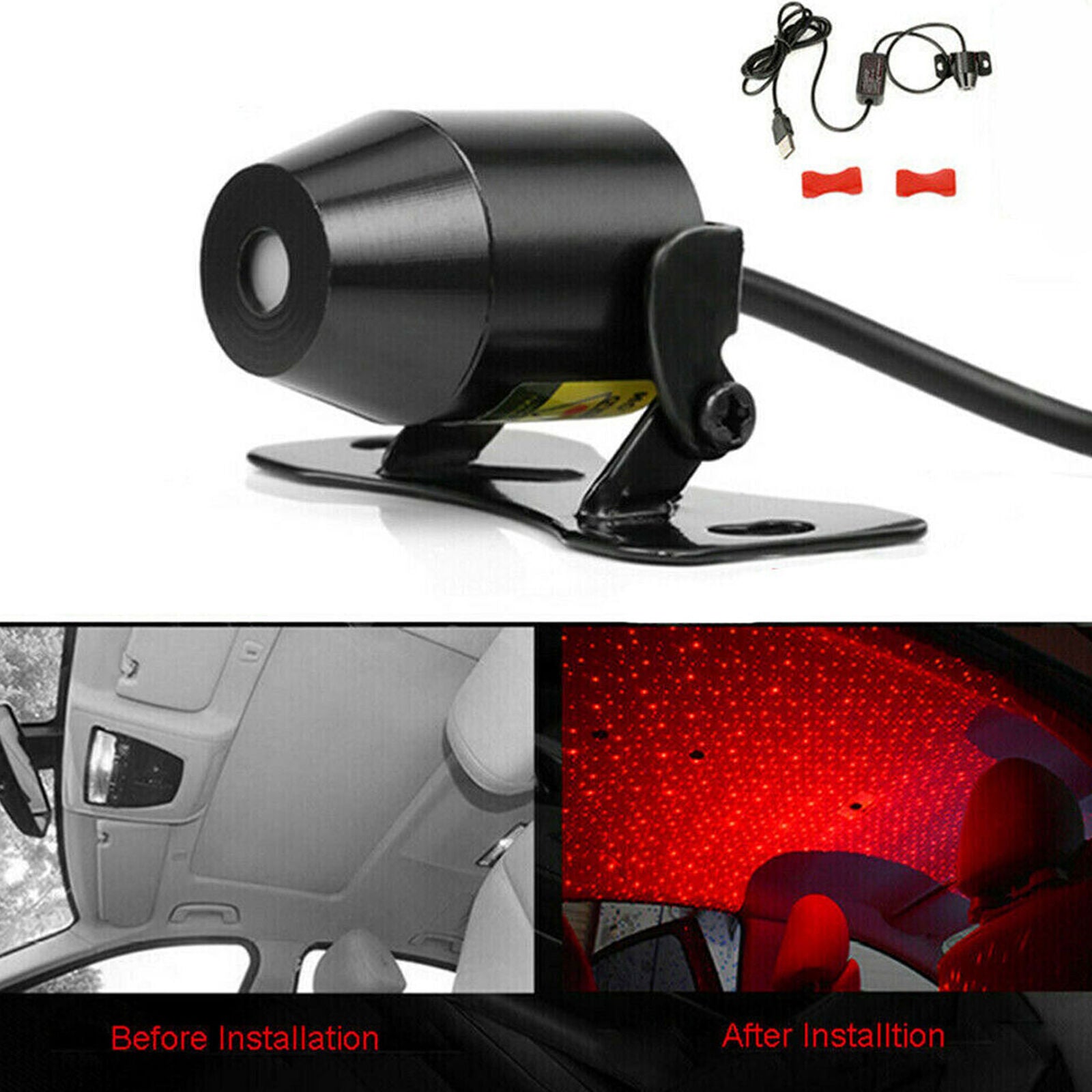 USB Car Atmosphere Lamp Interior Ambient Star Light LED Projector Starry Sky New