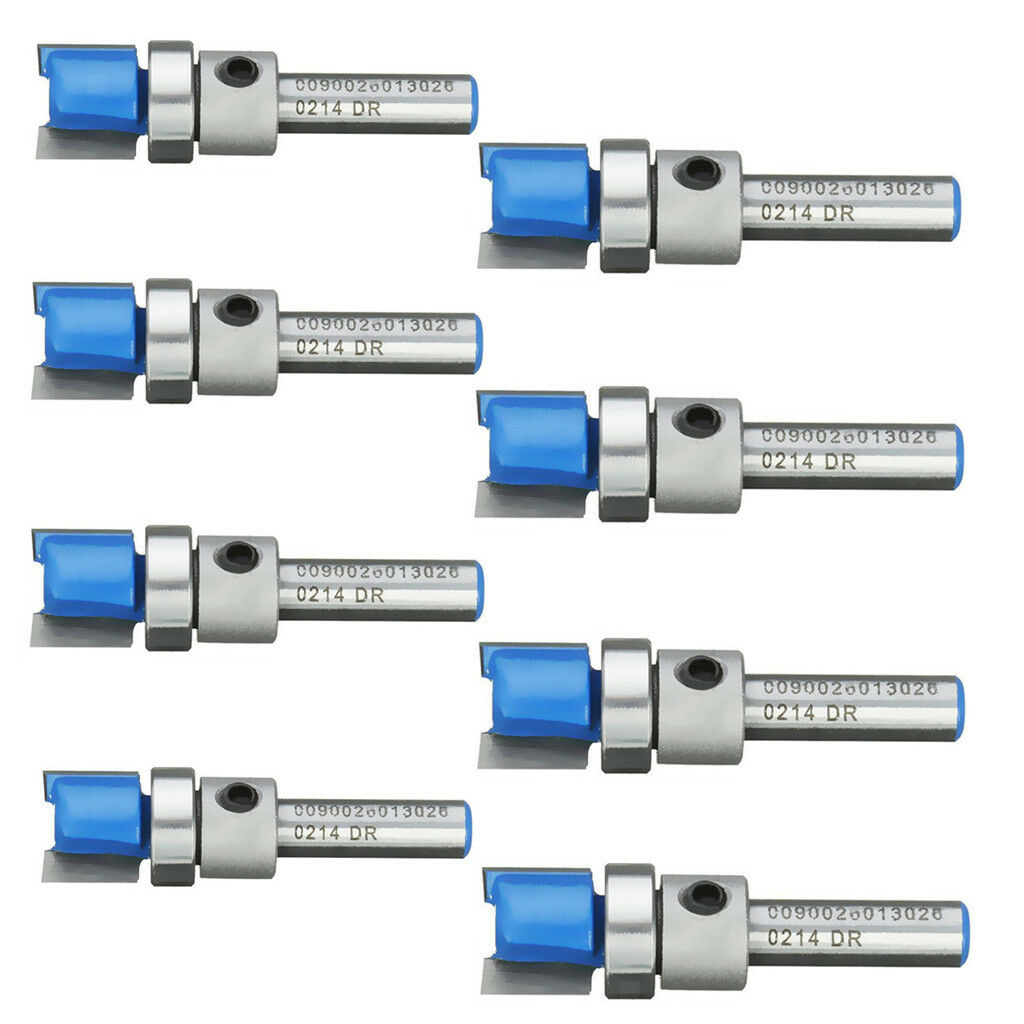 8pc 1/4'' Shank 1/2" Bearing Mortise/Template Flush Trim Cutter Router Bit