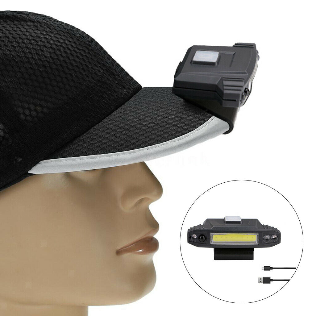 Portable COB Head Lamps Outdoor Hat Clip Light 4 Modes Flashlight Hiking Fishing