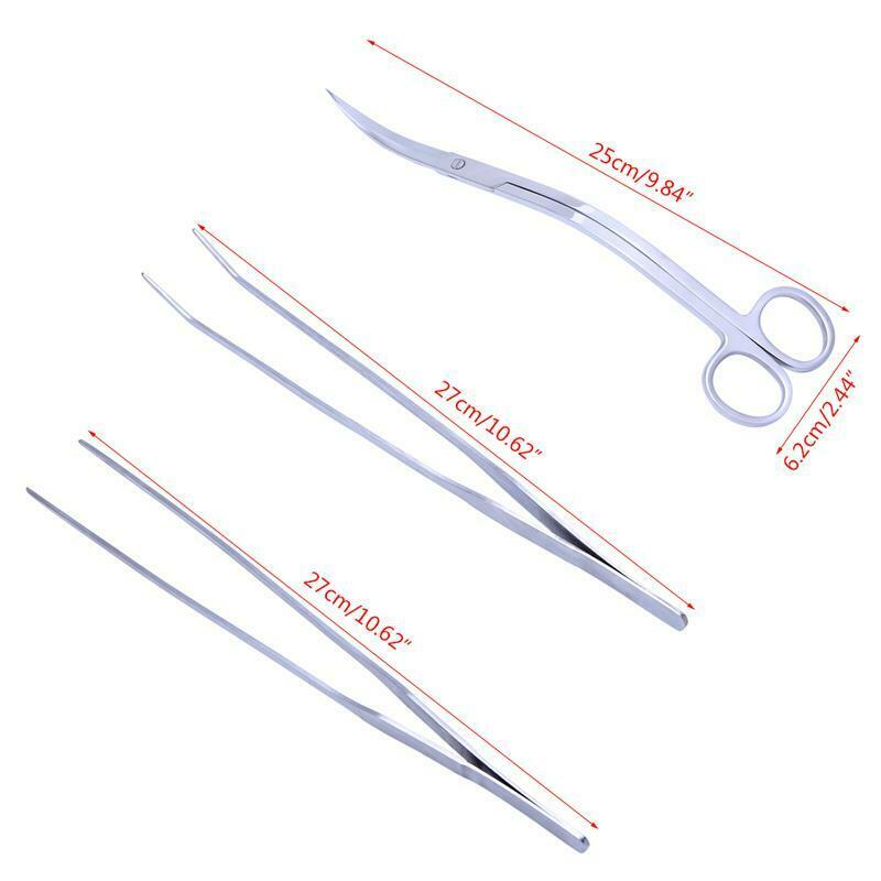 3in1 Aquarium Aquatic Live Plants Long Handle Tweezers Scissor Trim Tool Kit Set