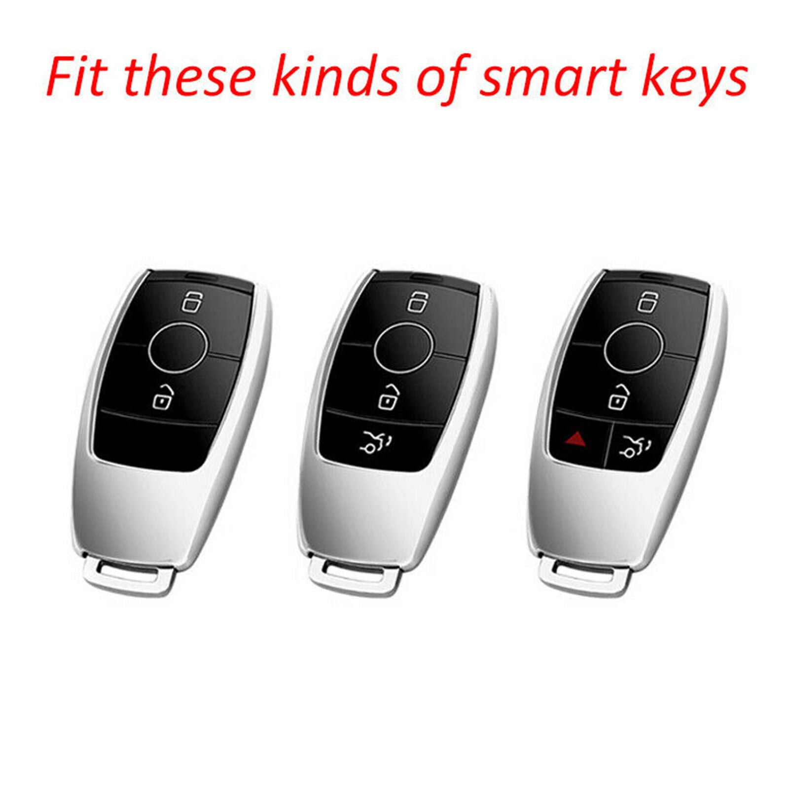 For Mercedes-Benz A/B/C/E/S/G-Class Carbon Fiber Smart Key Fob Case Cover Chain