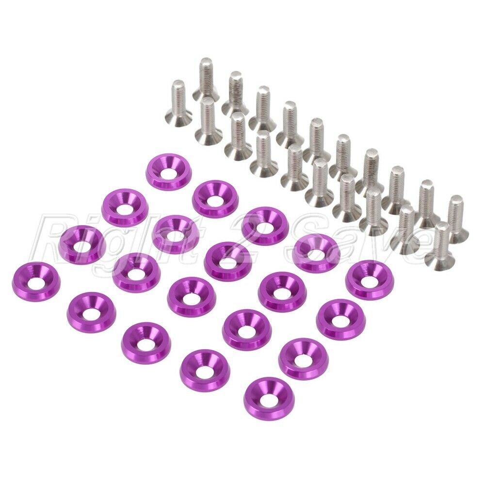 For Acura 20Pcs Purple Billet Aluminum Bumper Fender Bolt Washer Screw Kit