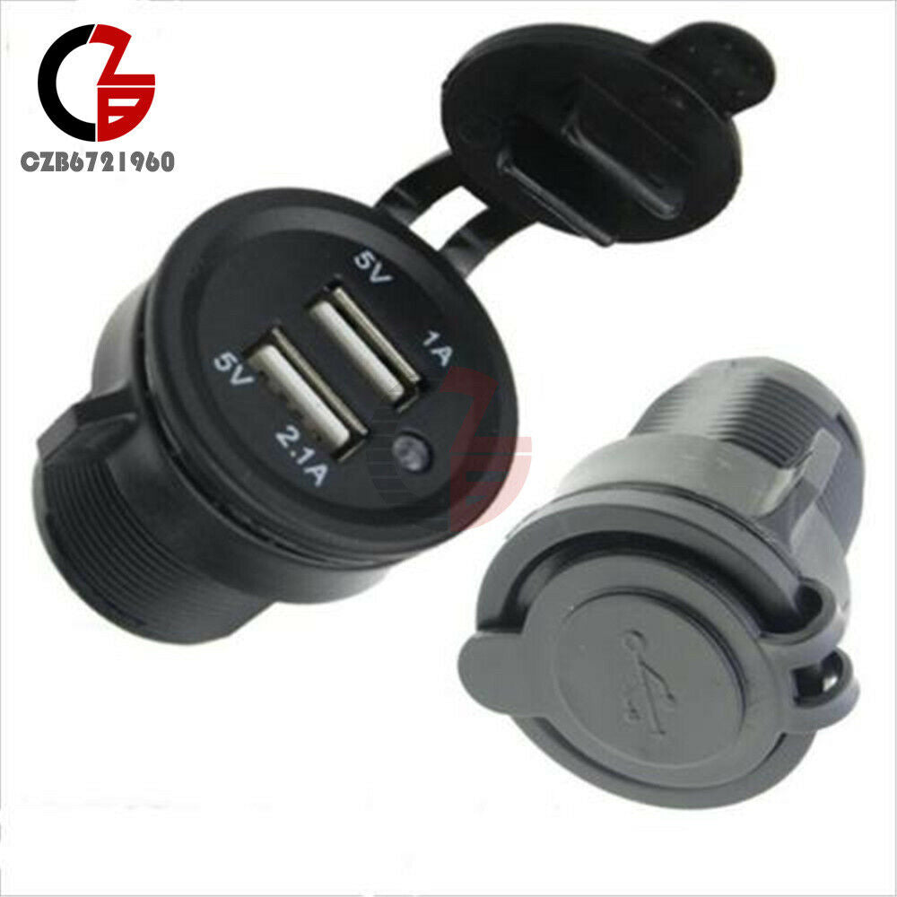 12-24V Dual USB Port Splitter Cigarette Lighter Socket Car Charger Power Adapter