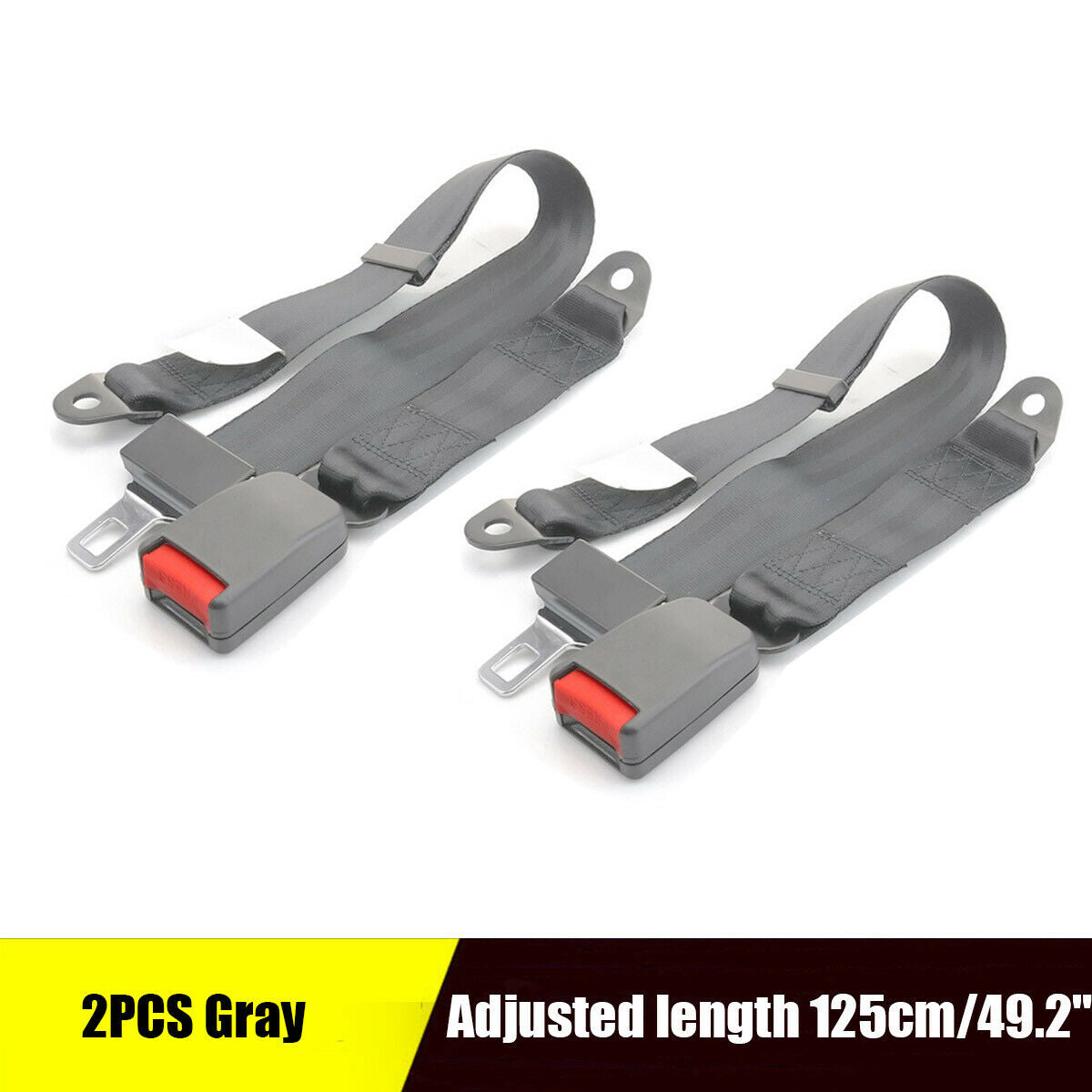 2pcs Universal 2 Point Auto Car Seat Belt Lap Shoulder Adjustable 125cm/49.2"