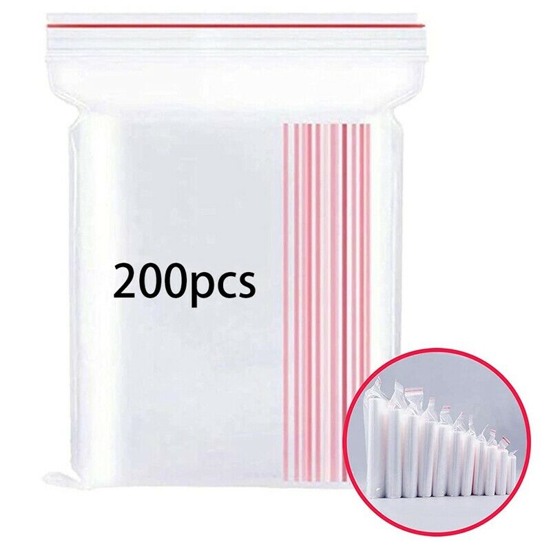 200 Grip Seal Bags Zipper Closure Bags Resealable Clear Plastic Food StorageA5G2