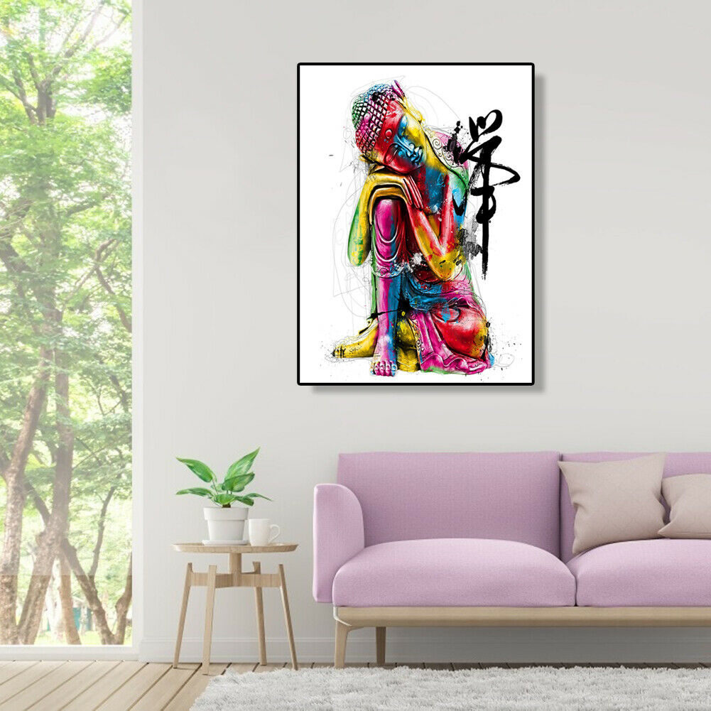 Painting By Numbers Kit DIY Buddha Statue Canvas Oil Art Picture Home Decor @