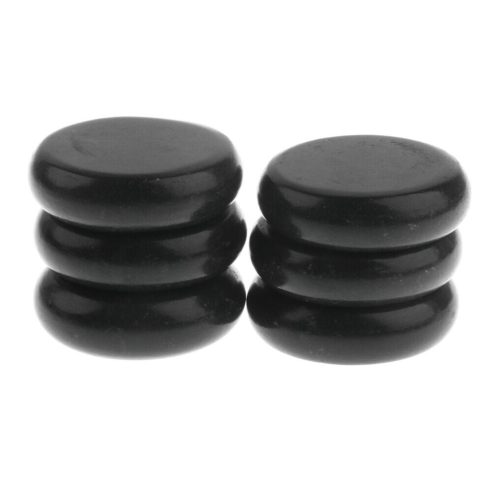 Massage Stone - 6 Pieces Round Black Basalt Stones - 6x6cm - Smooth Massage Hot