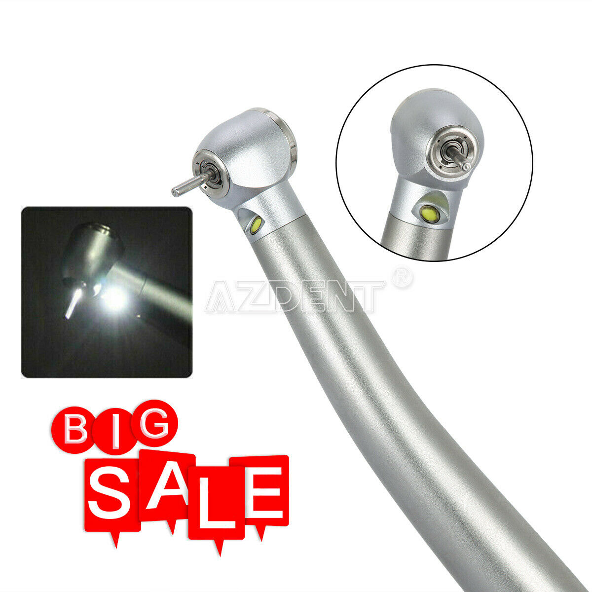 5 X Dental LED E-generator High Speed Ceramic Push 4 Spray Handpiece 2Holes
