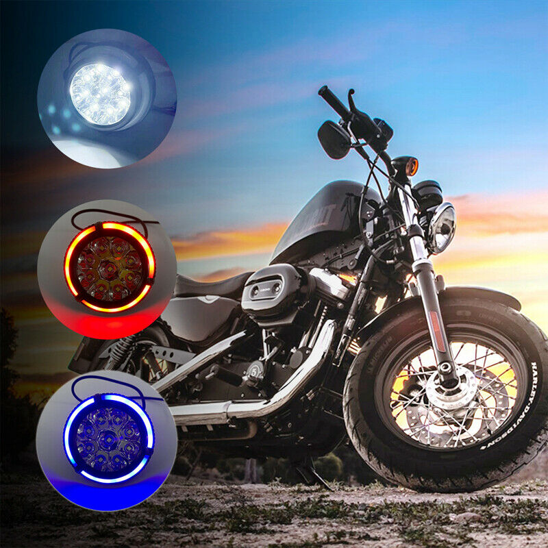 2PCS Blue Aperture 12V Motorcycle 9LED Brake Turn Signal Lamp Mirror Indicators