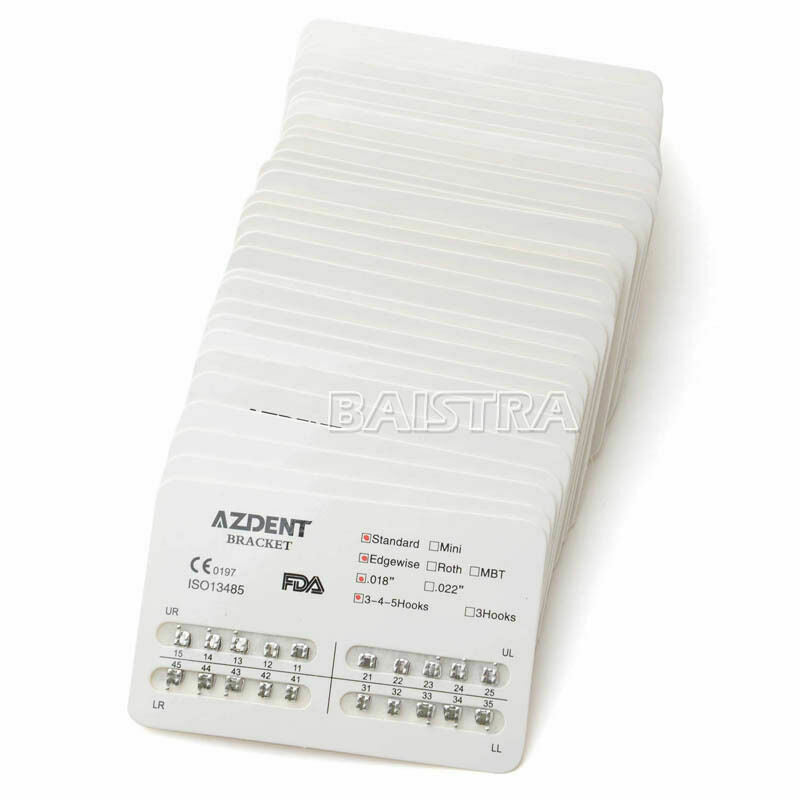 100 X Dental Orthodontics Brackets Edgewise Slot .018" & 3-4-5 Hooks AZDENT