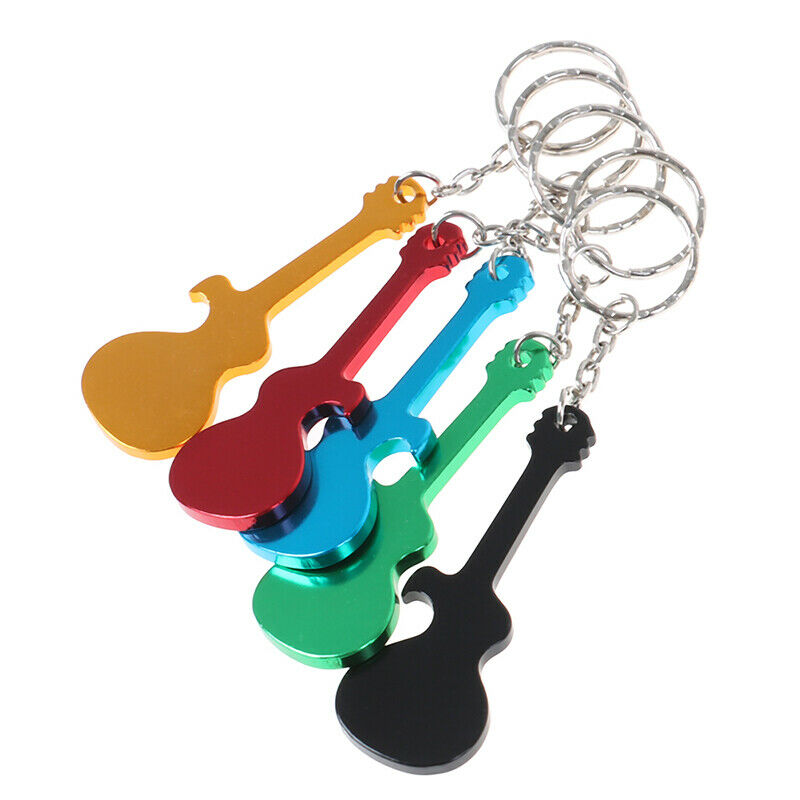 Guitar Bottle Opener Keychain Aluminum Alloy Beer Opener Key Rings for Gi.l8