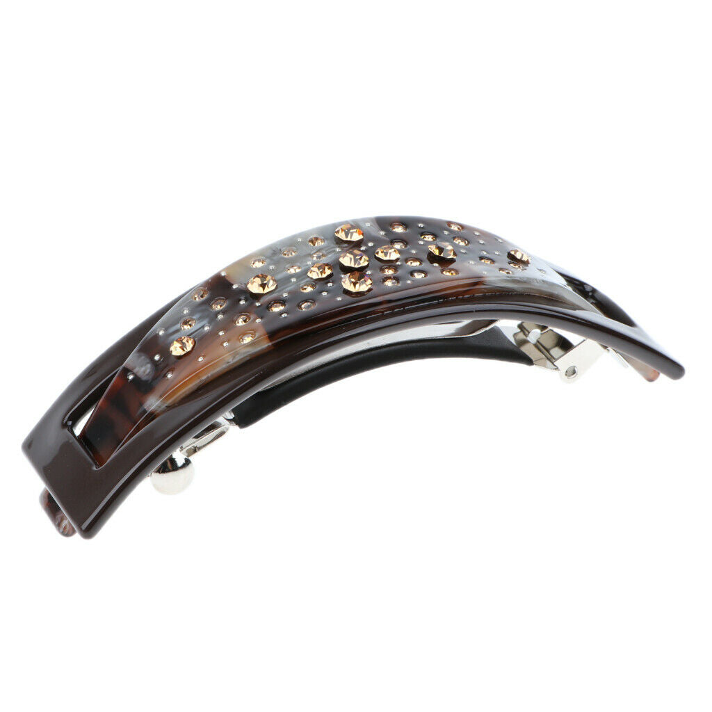 2Pcs Big French Acetate Hairclip Automatic Barrette Women Thick Hair Hairpin