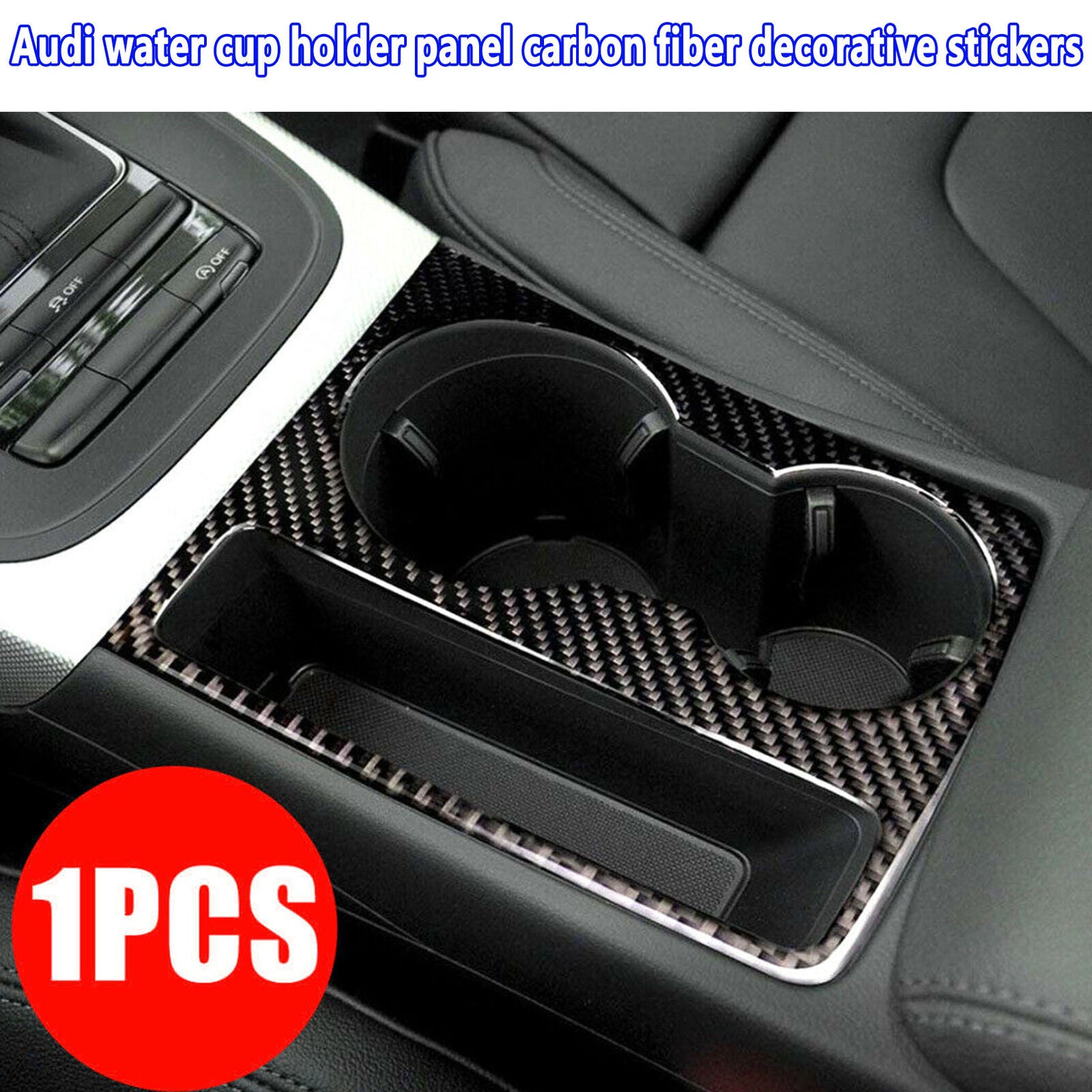 Carbon Fiber Water Cup Holder Panel Cover Trim for Audi A4 A5 Quattro S4 S5 RS5