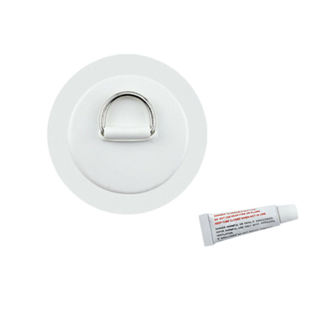 4X Stainless D-Ring Pad/Patch PVC Boat Raft Kayak Surfboard w/Glue Strong White