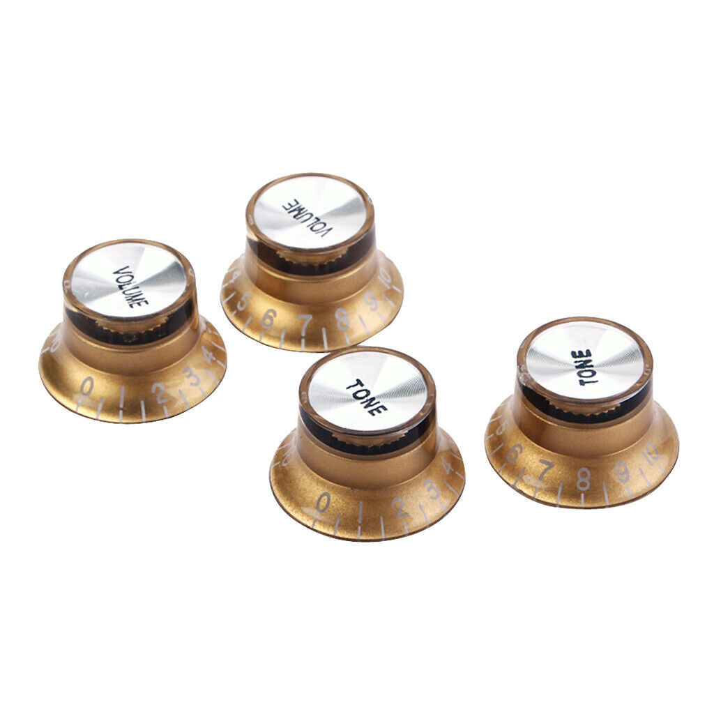 4 Pcs of Set Volume Tone Control Knobs for   Guitar Lovers Golden