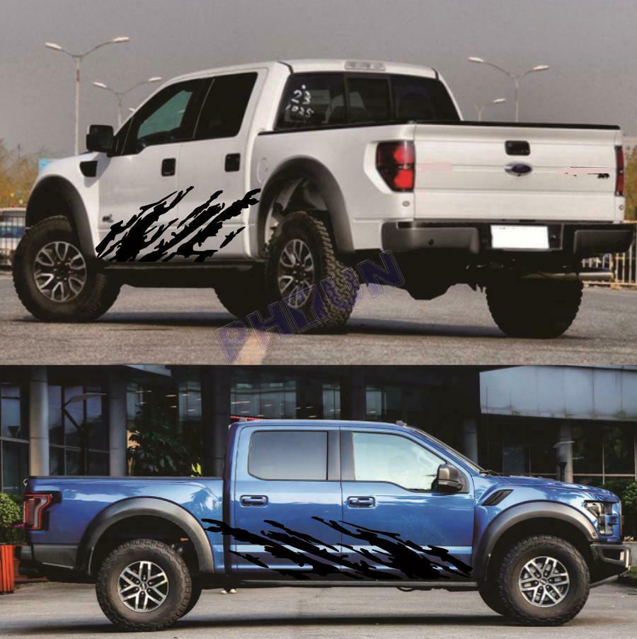 2x Car Body Stickers Graphics Black Mud Splash Style For Truck off-road Pickup