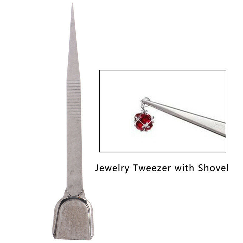 Professional Craft Jewelry Tool Tweezers With Scoop Shovel For Diamond Ge.l8