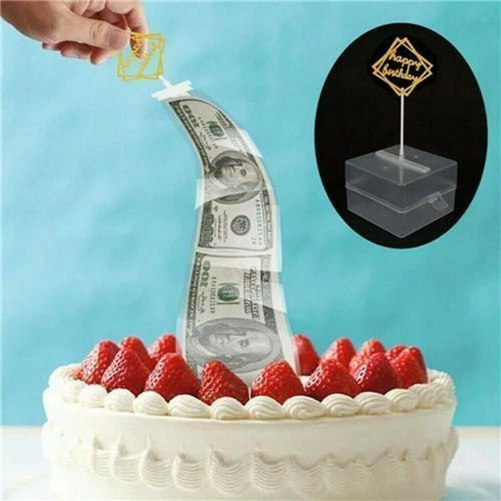 Cake ATM Money Pulling Box 20 Transparent Bag Connected Pockets for Cake Decor