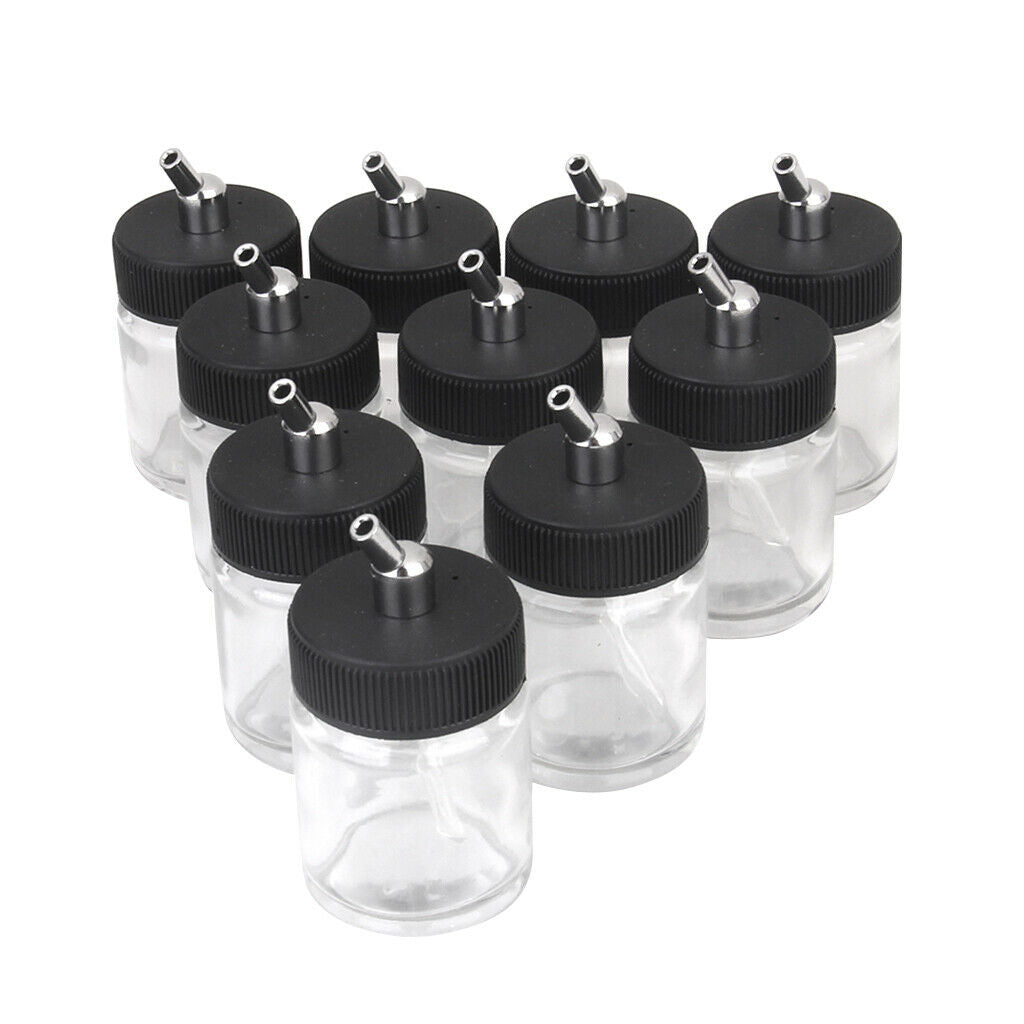 10 x 22cc airbrush bottle empty glasses pot with suction pump lid spray