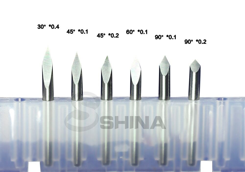 5x 30° 1/8" 3.175mm SHD 0.4mm CED Carbide Pyramid Engraving Bits CNC Router