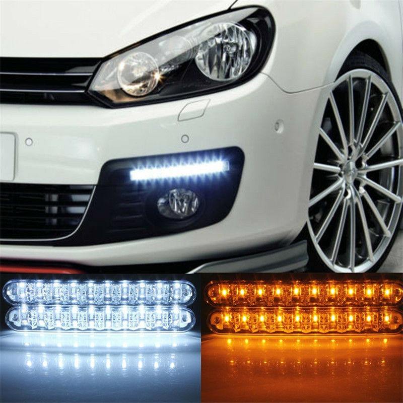 2x 30 LED Car Truck Daytime Running Light White DRL & Amber Turn Signal Fog Lamp