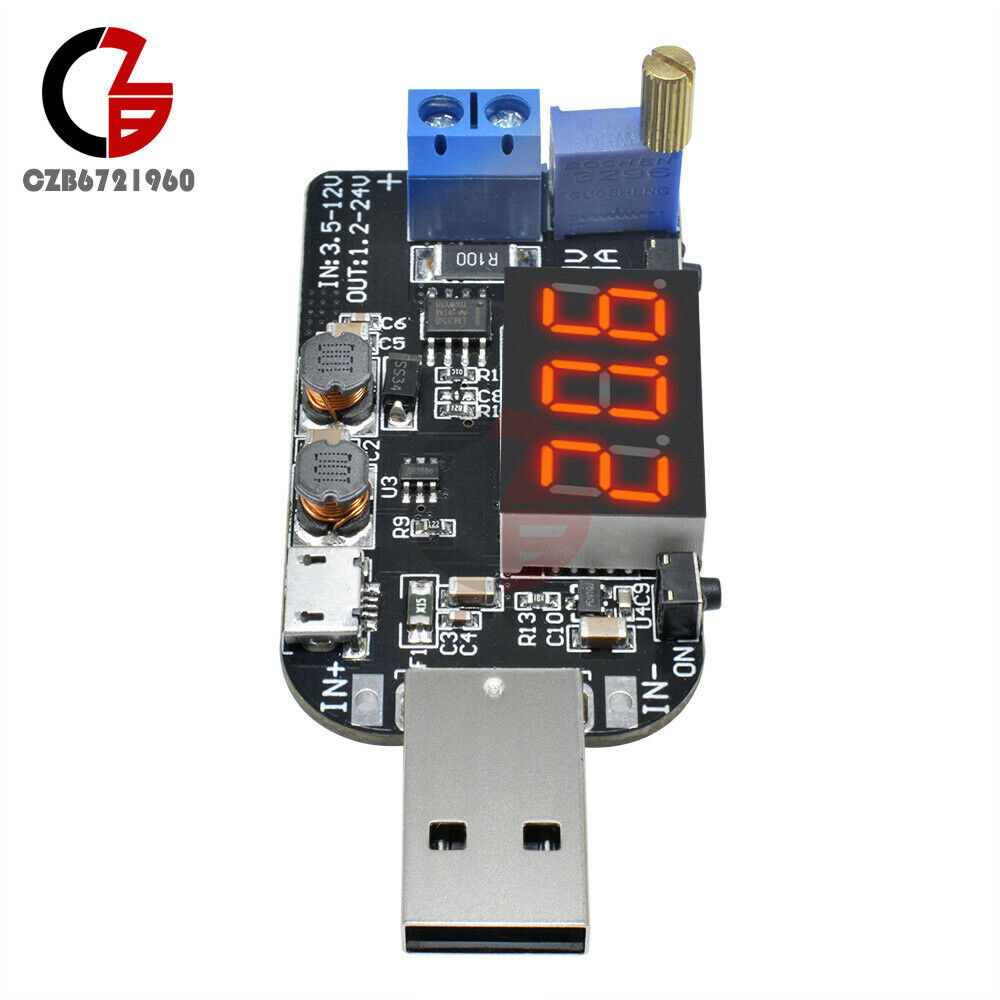 DC 15W 5V to 1V -24V USB Adjustable Power Supply Module Boost Buck Voltage