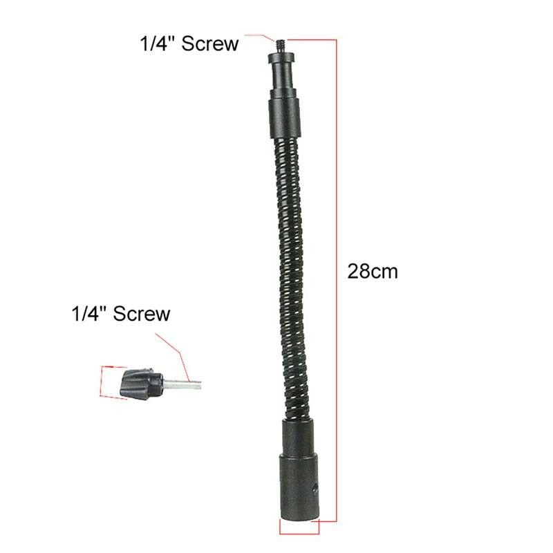 27cm Flexible Metal Tube 1/4" Adapter Screw Light Stand Extension Arm TripodBDA