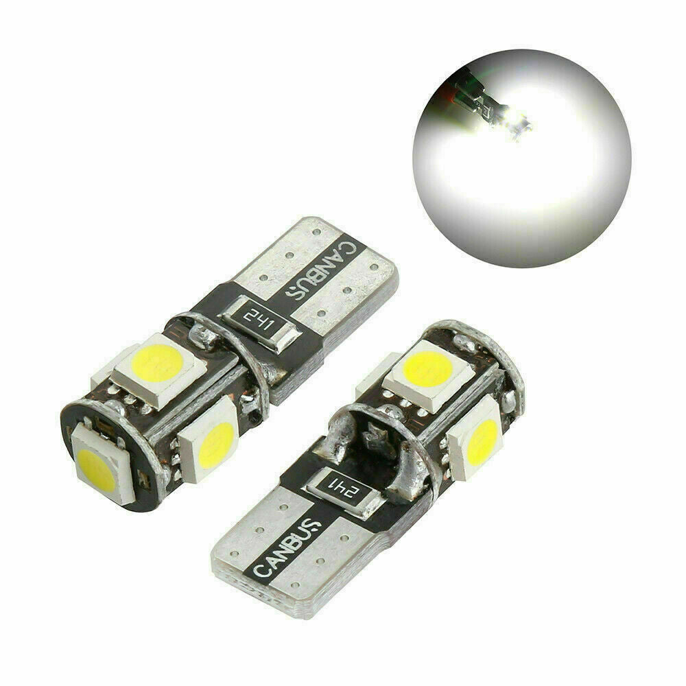 6x T10 5-SMD 5050 Super White LED Light Bulbs 192 168 194 W5W 2825 158 12V 6500K