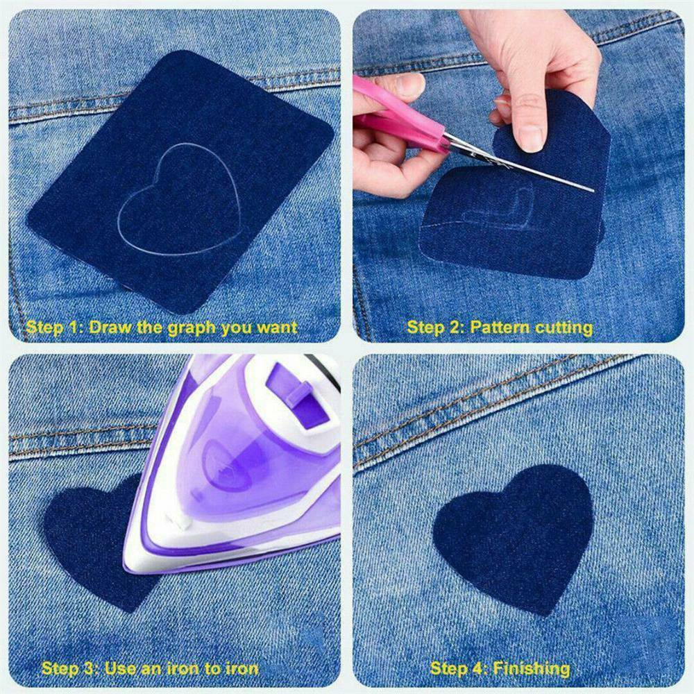20X 5 Color DIY Iron on Denim Fabric Patches for Clothing Jeans Repair Kit Set