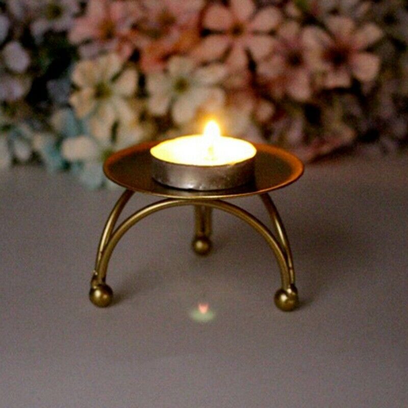 European Style Candlestick Iron Candle Holders Retro Round Table Golden For HoK2