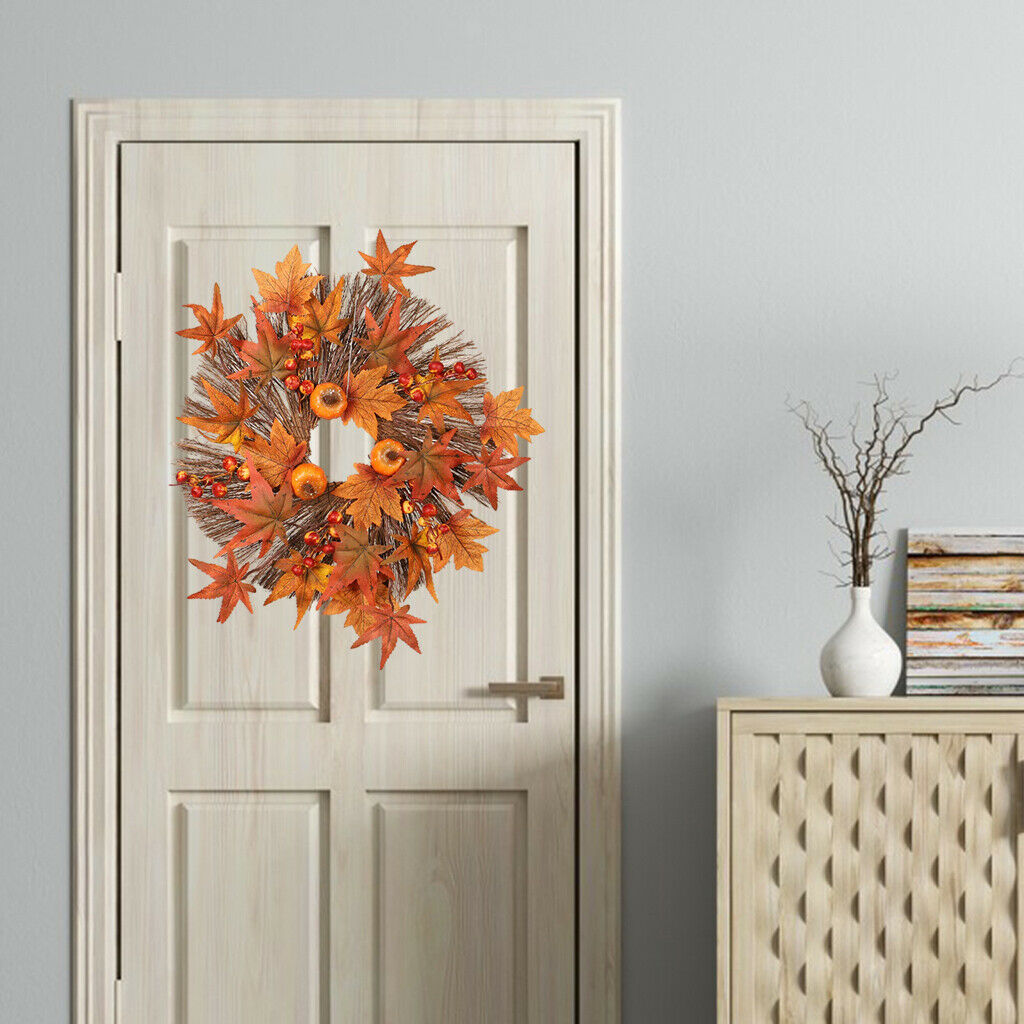 17.72" Maple Leaf Fall Wreath Garland Halloween Home Indoor Farmhouse Decor