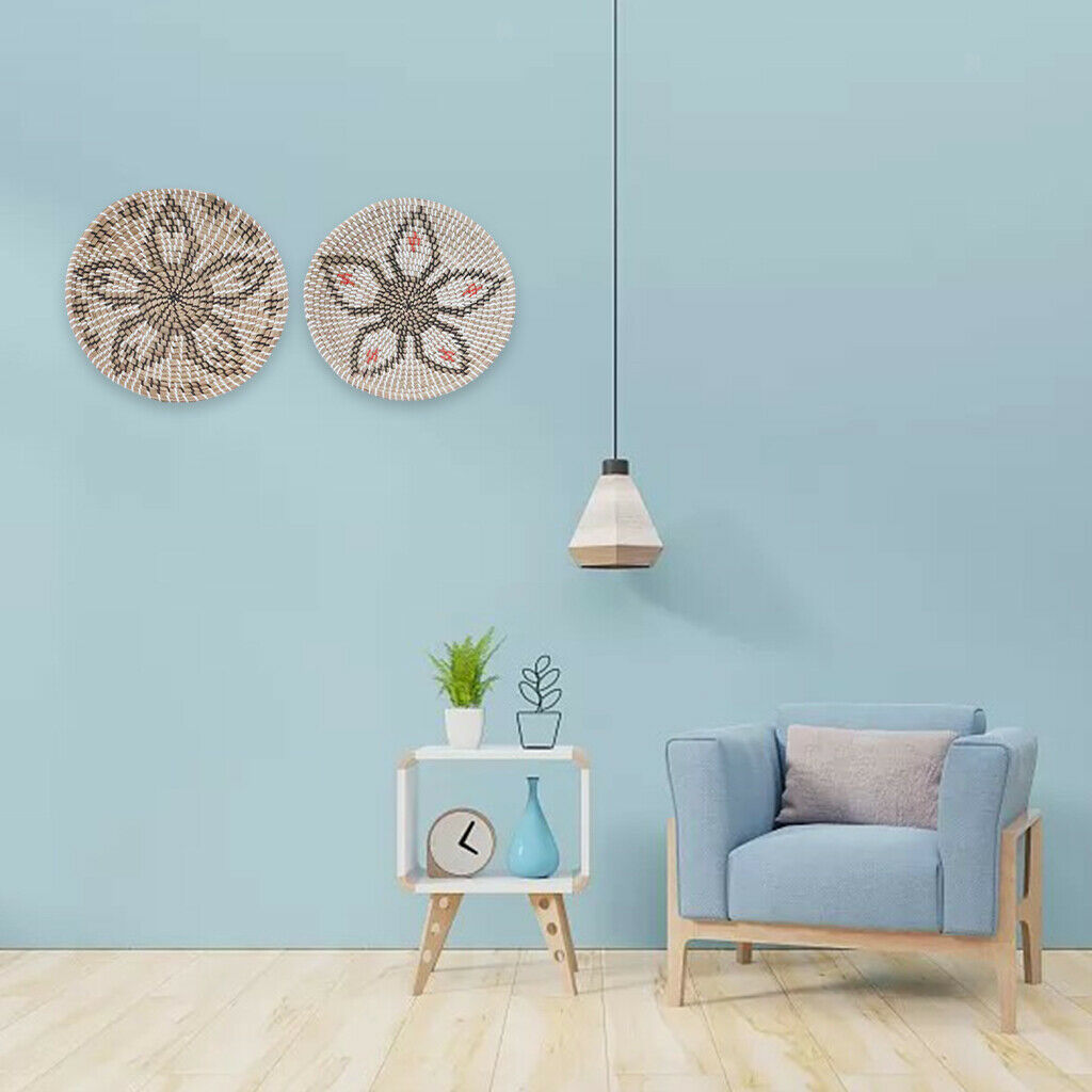 Wicker Wall Basket Decor Rattan Decor Round Serving Platter for Home Decor