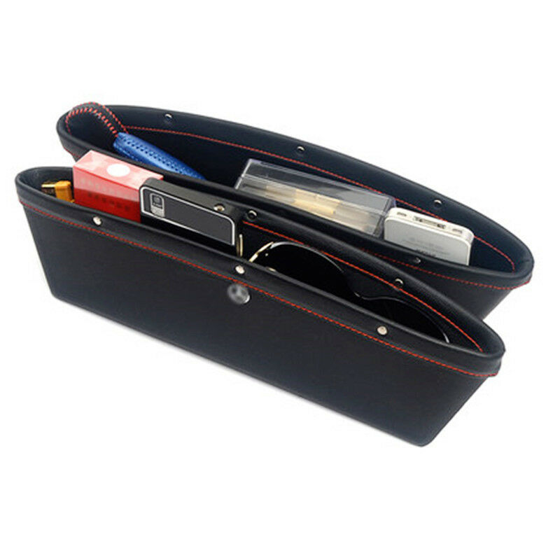 2x Catch Catcher Box Caddy PU Leather Car Seat Slit Pocket Storage Organizer New