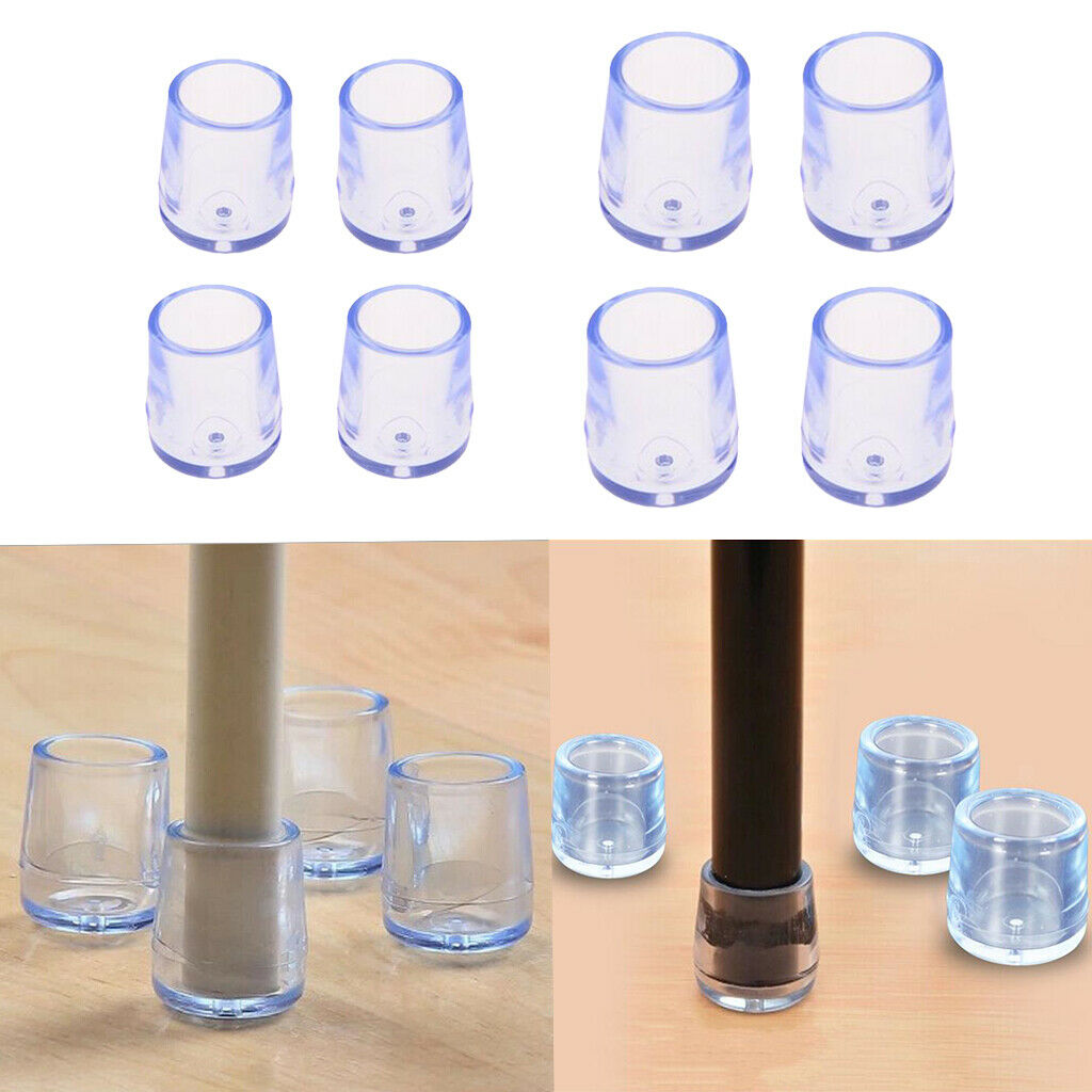 8Pcs Transparent Round Chair Leg Caps Anti Scratch Furniture Felt Pads for Table